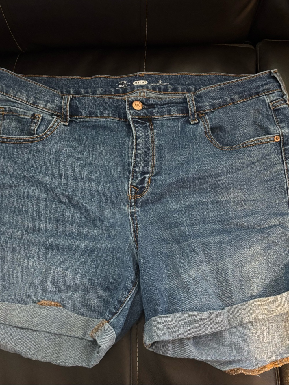 Old Navy Women's Blue Denim Boyfriend Shorts with Roll Cuff